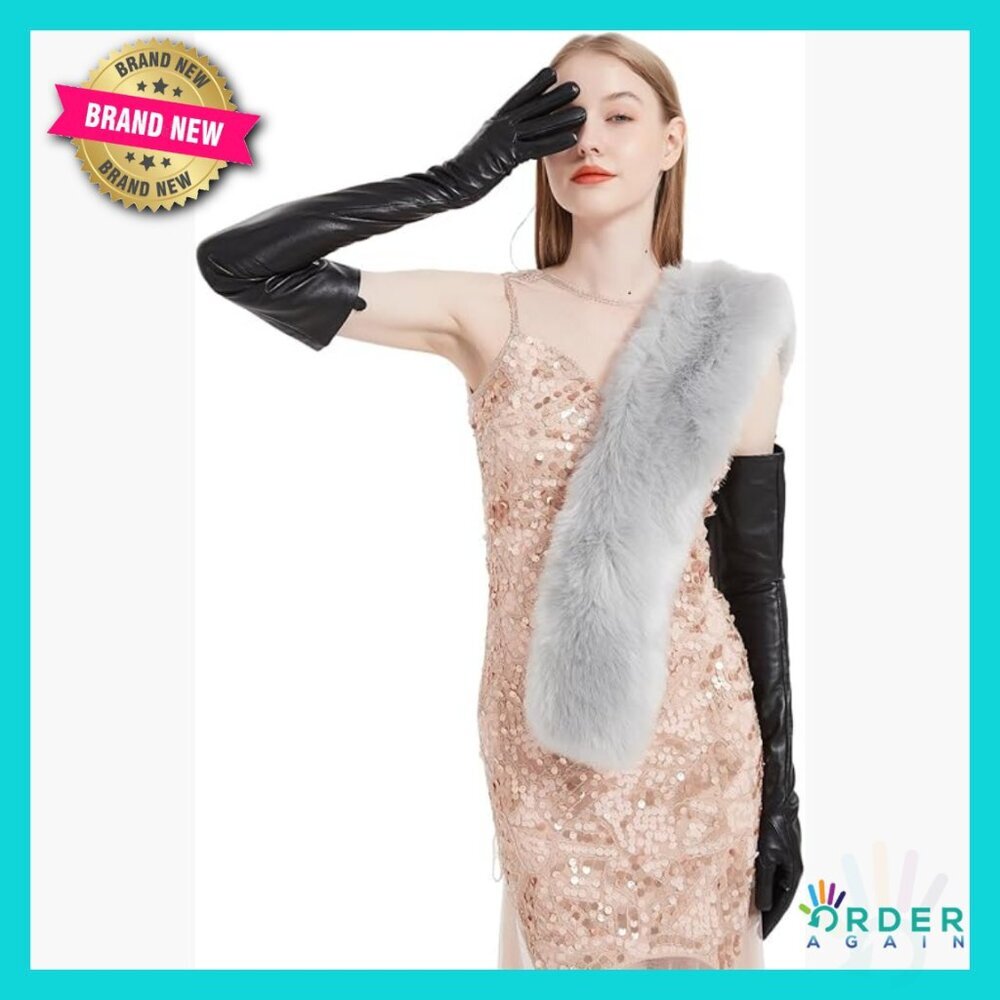 Long Leather Gloves Vintage Opera Style Elegant Formal Evening Wear
